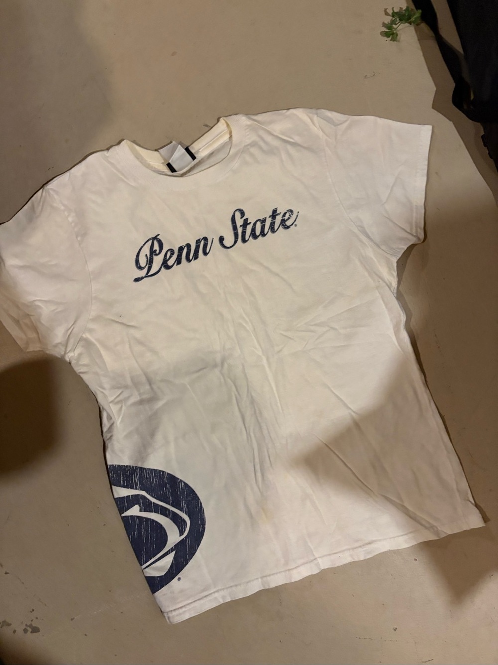 Champion White Penn State Script Graphic Tee with Navy Logo
